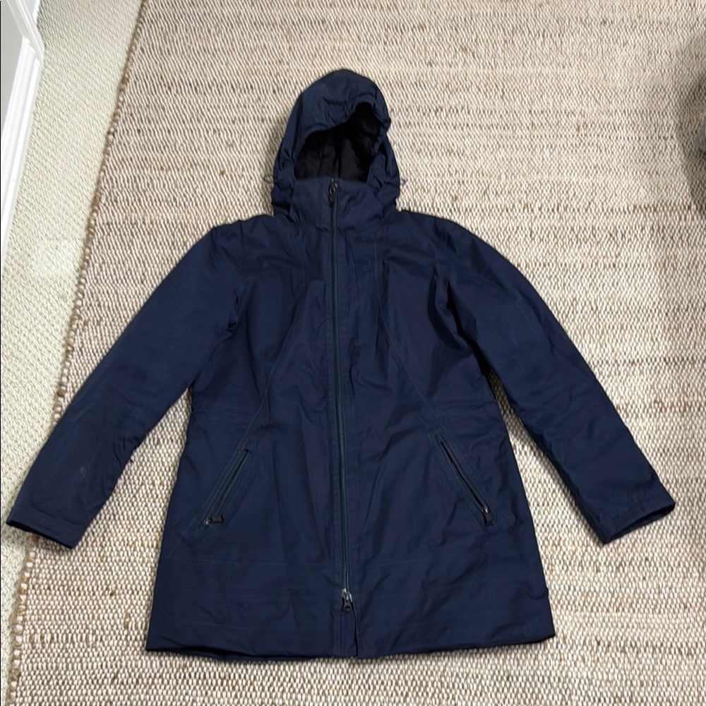 The North Face Navy Mid-length Hooded Jacket
